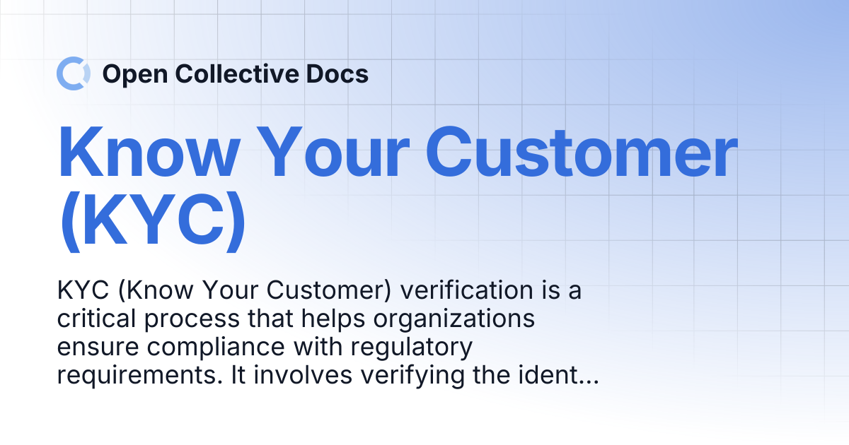 Know Your Customer (KYC) | Open Collective Docs